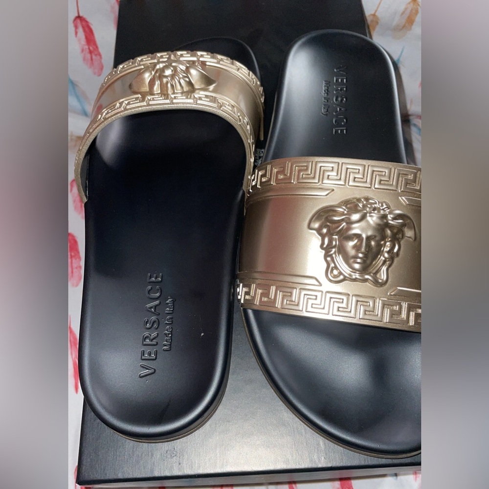 Versace Medusa Metallic Pool Slide Sandals